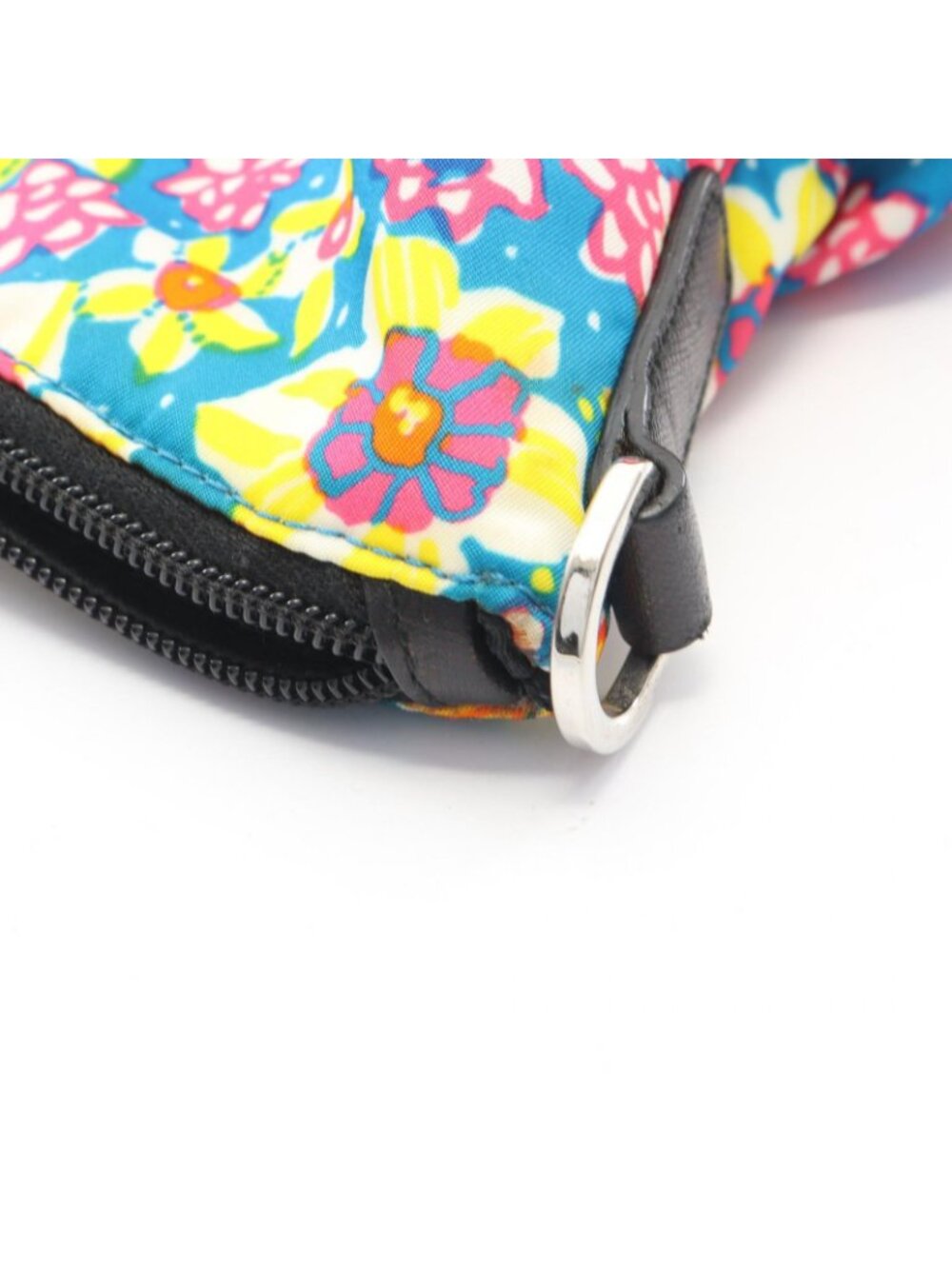 Prada Tote Tessutat Floral 2-Way Multi Nylon Saffiano Leather Triangle Logo - Picture 8 of 10
